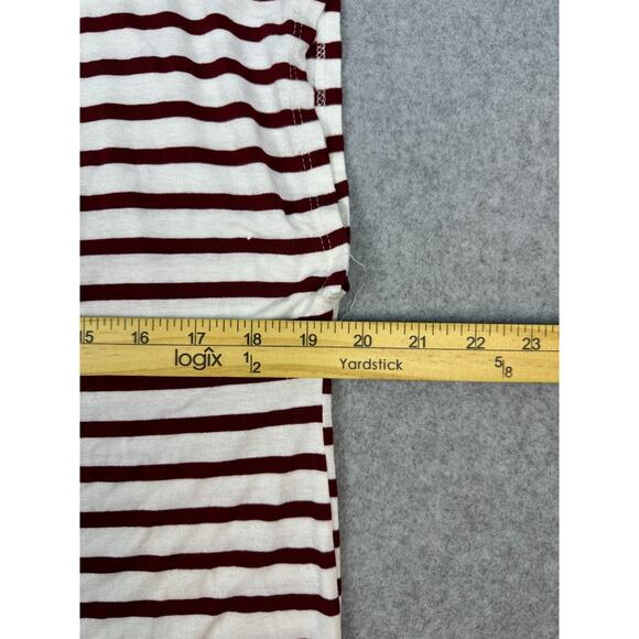 Green Envelope Shirt Womens L Red White Striped Artist Tee Round Neck Sleeveless - Picture 7 of 8